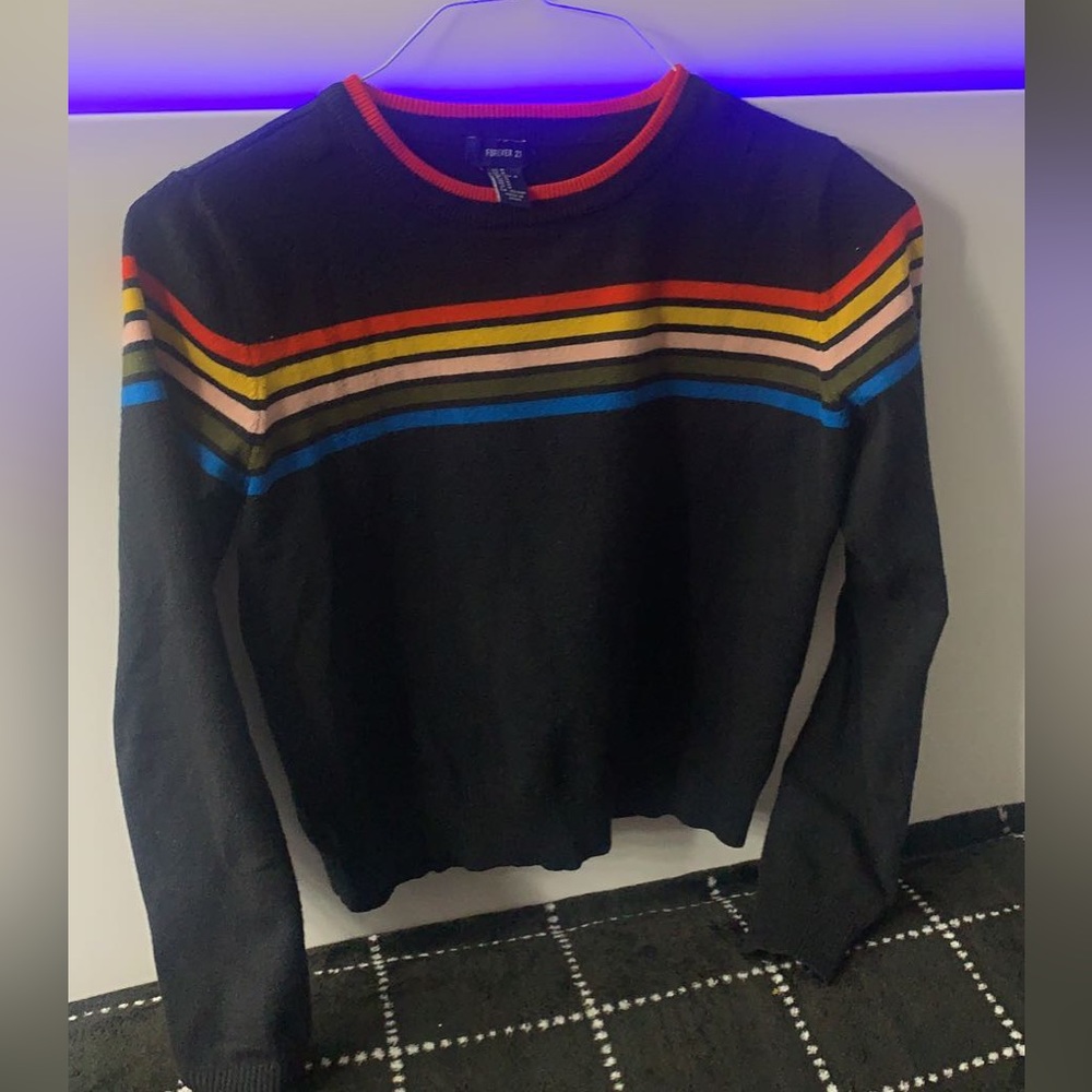 Black w/ rainbow pattern long sleeve for Women in size Medium From Forever21